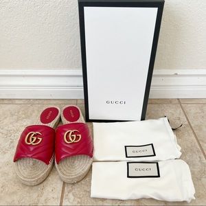 GUCCI Red Charlotte Espadrille Sandals size 37
